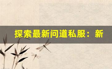 探索最新问道私服：新版本玩法和特色揭秘