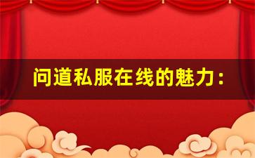 问道私服在线的魅力：带你领略不一样的游戏世界