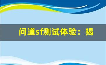 问道sf测试体验：揭秘新版本的游戏特点与优化