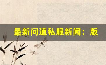 最新问道私服新闻：版本更新带来的新变化