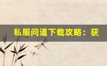 私服问道下载攻略：获取游戏安装包的最佳途径