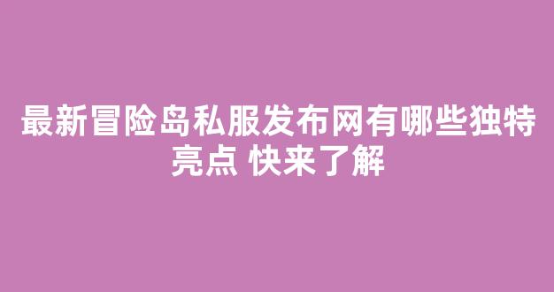 最新冒险岛私服发布网有哪些独特亮点 快来了解