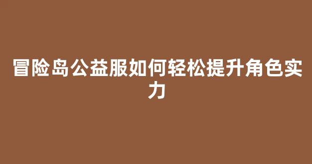 冒险岛公益服如何轻松提升角色实力